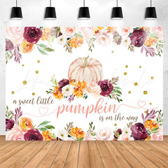 Lofaris Colorful Floral Sweet Pumpkin Baby Shower Backdrop