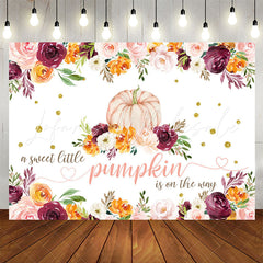 Lofaris Colorful Floral Sweet Pumpkin Baby Shower Backdrop