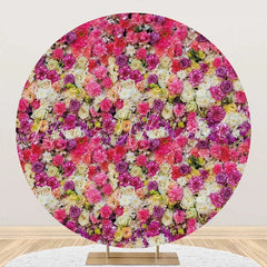 Lofaris Colorful Floral Wall Romantic Round Wedding Backdrop