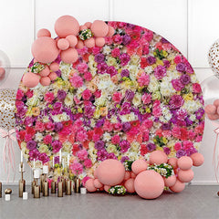 Lofaris Colorful Floral Wall Romantic Round Wedding Backdrop