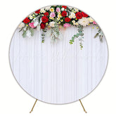 Colorful Flower Curtain Round Backdrop for Festive Celebration