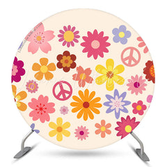 Lofaris Colorful Flower Peace Symble Round Birthday Backdrop