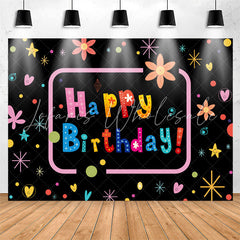 Lofaris Colorful Flower Star Pattern Happy Birthday Backdrop