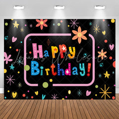 Lofaris Colorful Flower Star Pattern Happy Birthday Backdrop