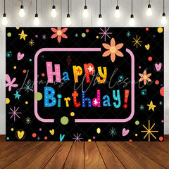 Lofaris Colorful Flower Star Pattern Happy Birthday Backdrop