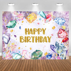 Lofaris Colorful Gems Sparkling Purple Girl Birthday Backdrop
