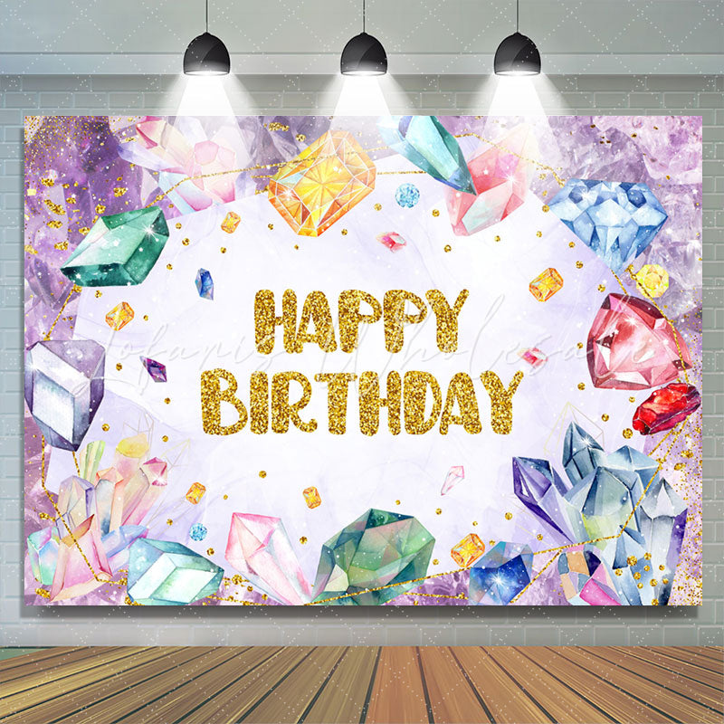Lofaris Colorful Gems Sparkling Purple Girl Birthday Backdrop