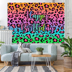 Lofaris Colorful Glitter Pattern Happy Birthday Backdrop