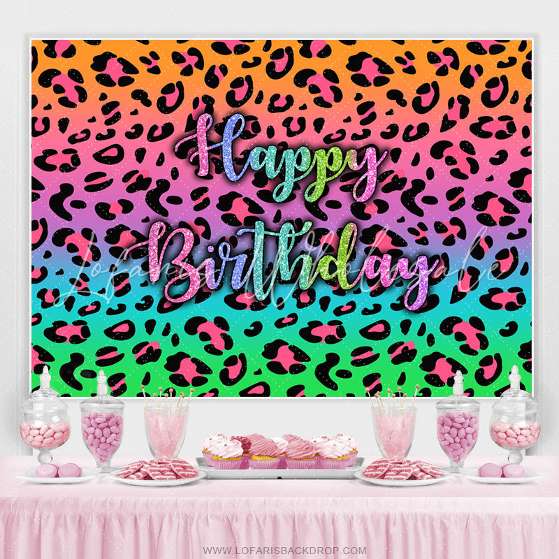 Lofaris Colorful Glitter Pattern Happy Birthday Backdrop