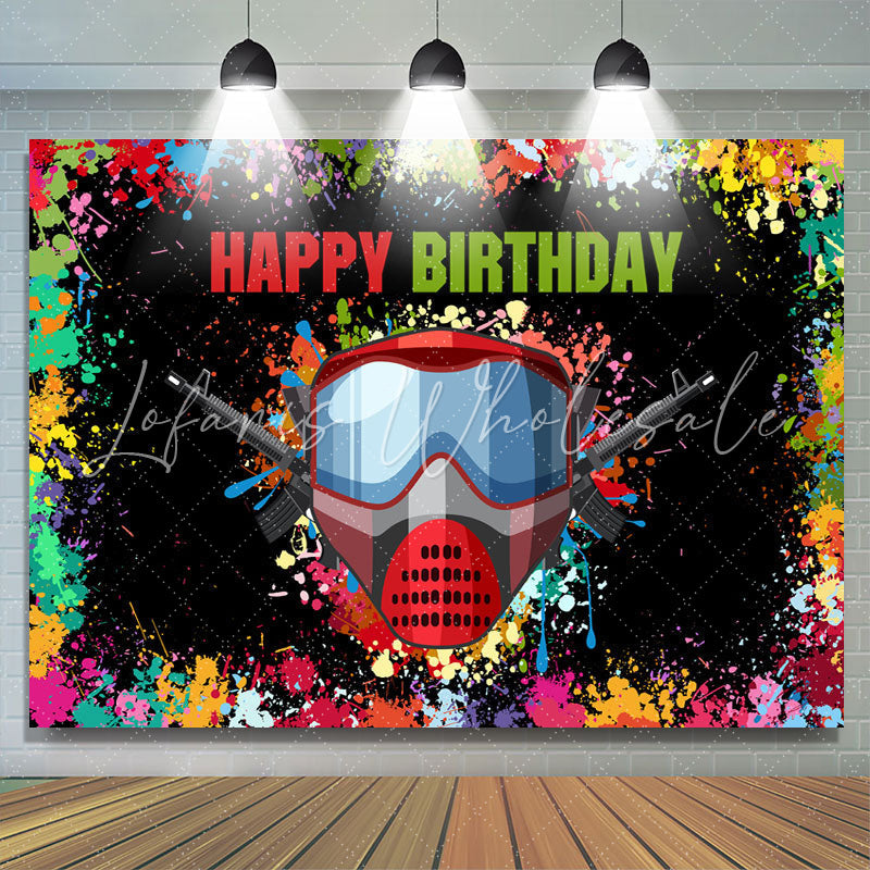 Lofaris Colorful Graffiti And Gas Mask Happy Birthday Backdrop