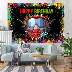 Lofaris Colorful Graffiti And Gas Mask Happy Birthday Backdrop