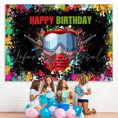 Lofaris Colorful Graffiti And Gas Mask Happy Birthday Backdrop