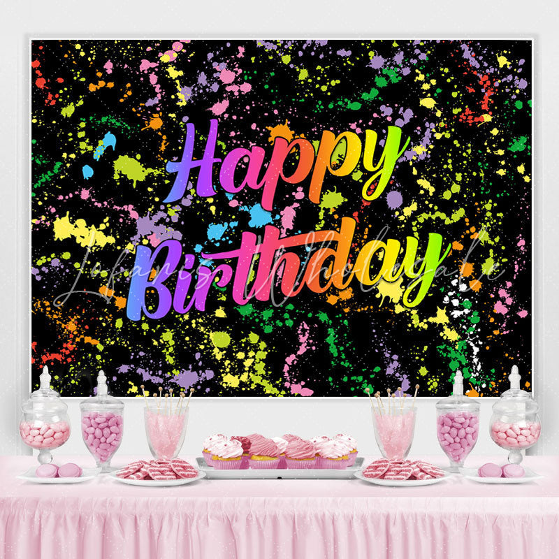 Lofaris Colorful Graffiti Based On Black Happy Birthday Backdrop