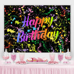 Lofaris Colorful Graffiti Based On Black Happy Birthday Backdrop
