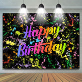 Lofaris Colorful Graffiti Based On Black Happy Birthday Backdrop