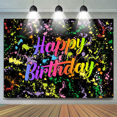 Lofaris Colorful Graffiti Based On Black Happy Birthday Backdrop