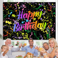 Lofaris Colorful Graffiti Based On Black Happy Birthday Backdrop