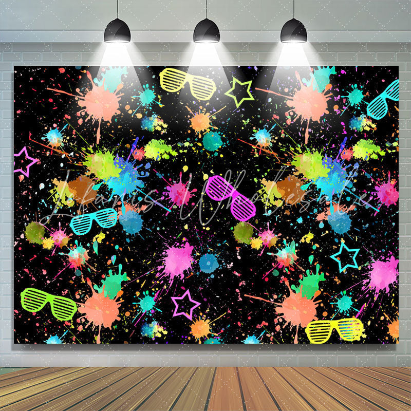 Lofaris Colorful Graffiti Glasses Pattern Birthday Backdrop