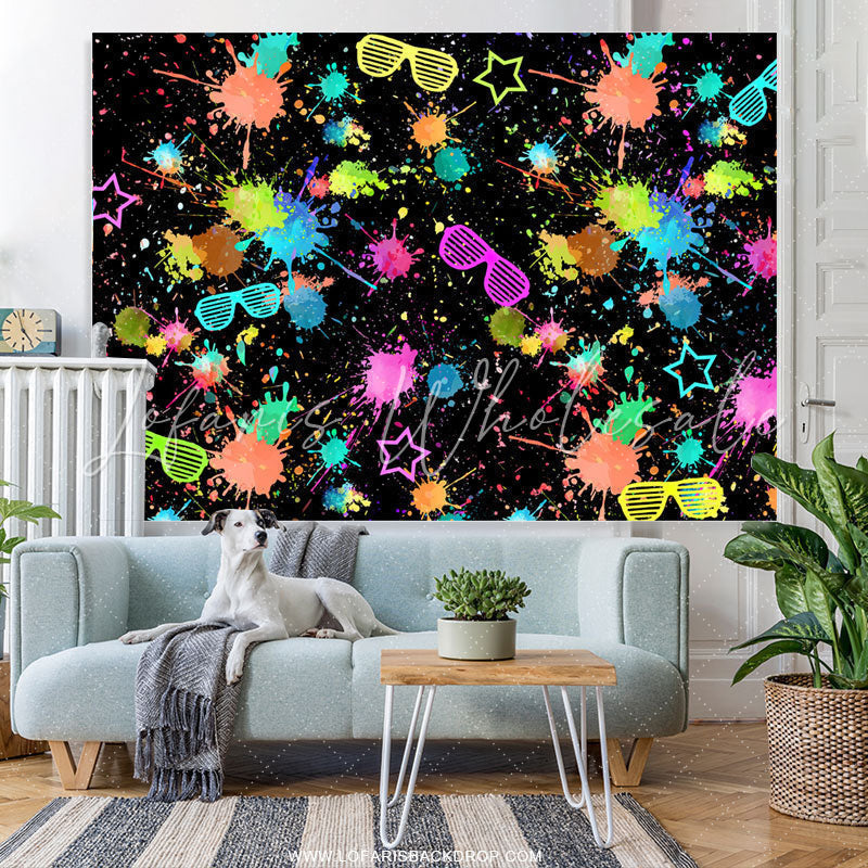 Lofaris Colorful Graffiti Glasses Pattern Birthday Backdrop