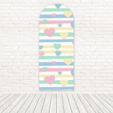 Colorful Hearts Stripe Playful Fun Celebration Decor Arch Backdrop