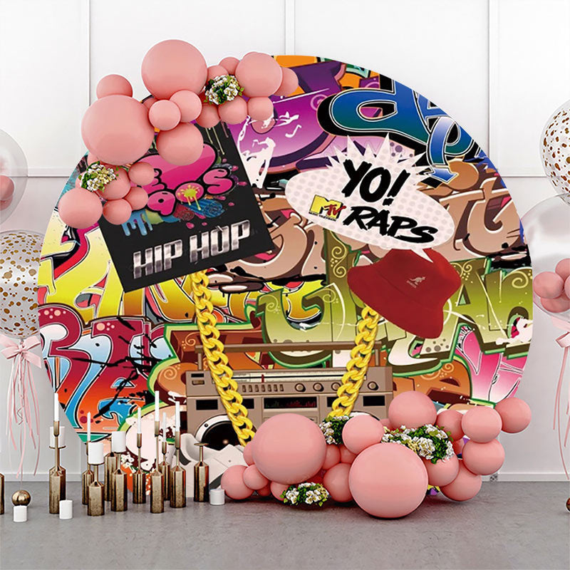 Lofaris Colorful Hip Hop Graffiti Round Dance Party Bacdrop