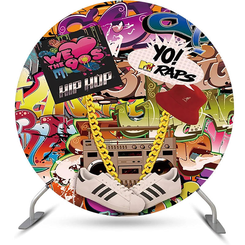 Lofaris Colorful Hip Hop Graffiti Round Dance Party Bacdrop