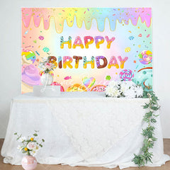 Lofaris Colorful Ice Cream Donut Candyland Birthday Backdrop