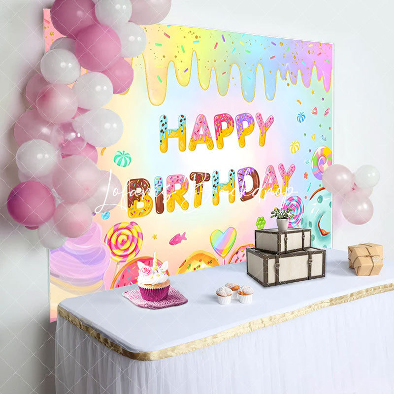 Lofaris Colorful Ice Cream Donut Candyland Birthday Backdrop