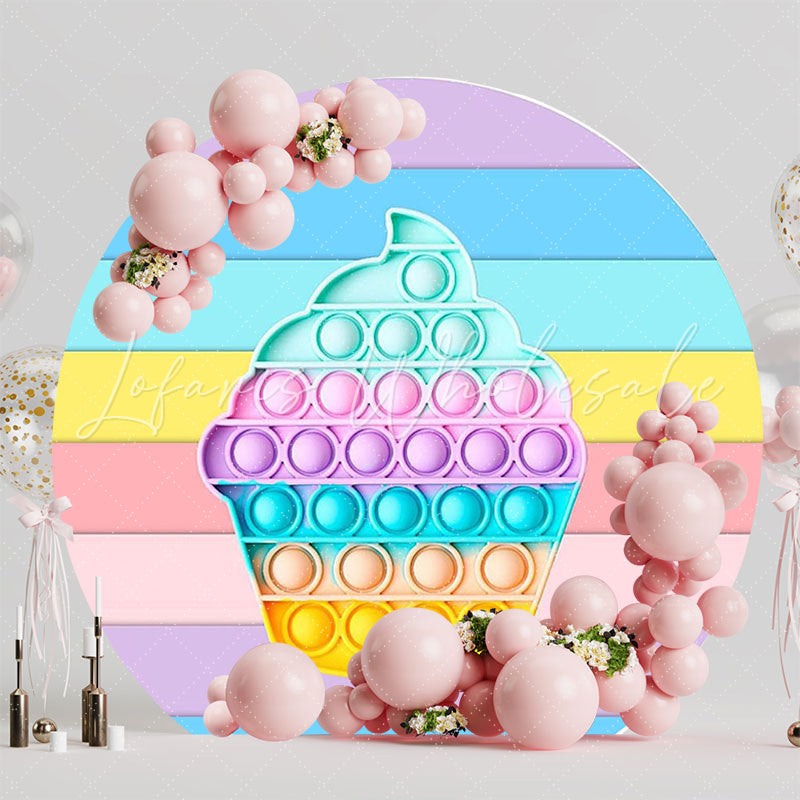 Colorful Ice Cream Fidget Toys Round Backdrop for Kids Party