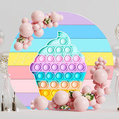 Colorful Ice Cream Fidget Toys Round Backdrop for Kids Party