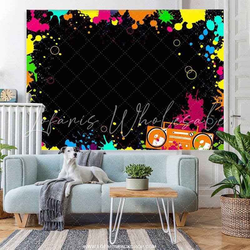 Lofaris Colorful Laser Ray Disco Retro Bance Birthday Backdrop