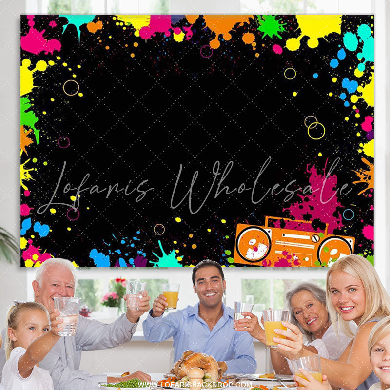 Lofaris Colorful Laser Ray Disco Retro Bance Birthday Backdrop