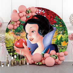 Lofaris Colorful Leaf Round Apple Princess Birthday Backdrop