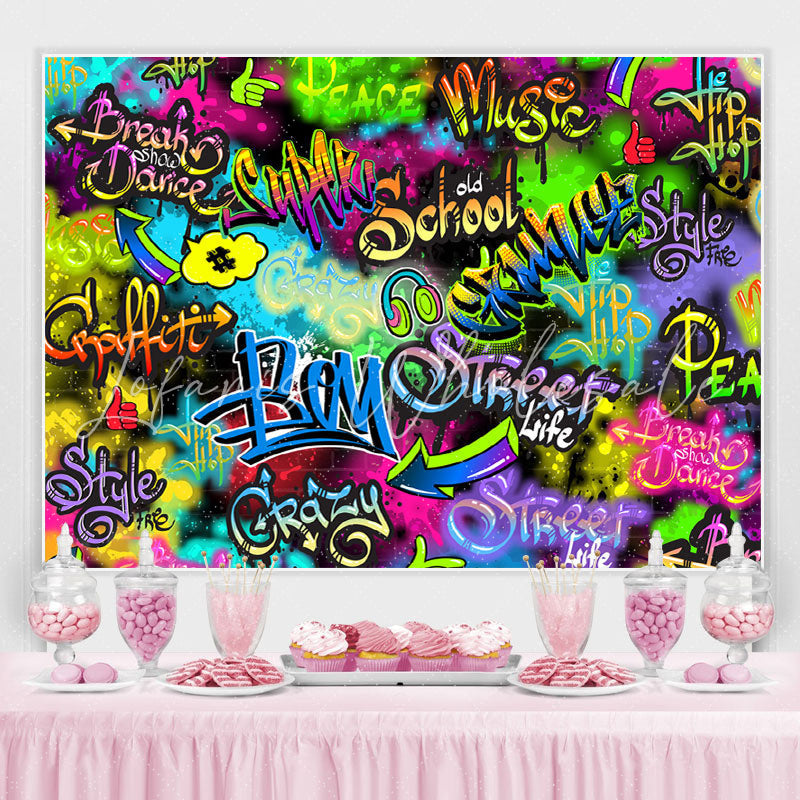 Lofaris Colorful Letter And Graffiti Wall Backdrop For Party