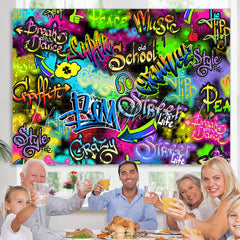 Lofaris Colorful Letter And Graffiti Wall Backdrop For Party