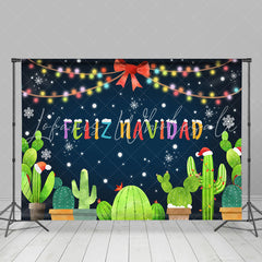Lofaris Colorful Light Snow Cactus Mexico Christmas Backdrop