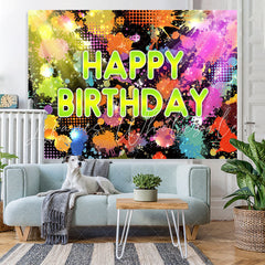 Lofaris Colorful Lights And Graffiti Happy Birthday Backdrop
