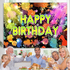 Lofaris Colorful Lights And Graffiti Happy Birthday Backdrop