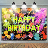 Lofaris Colorful Lights And Graffiti Happy Birthday Backdrop