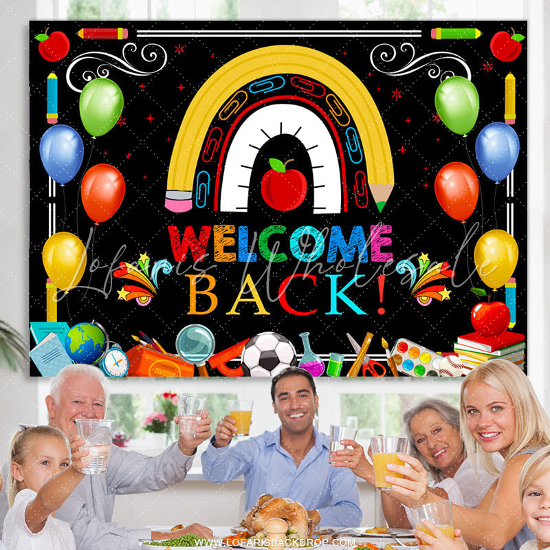 Lofaris Colorful Little Patterns Black Back To School Backdrop