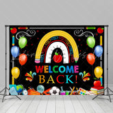 Lofaris Colorful Little Patterns Black Back To School Backdrop