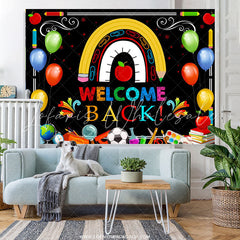 Lofaris Colorful Little Patterns Black Back To School Backdrop