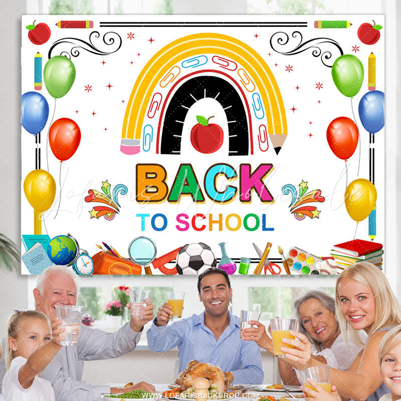 Lofaris Colorful Little Patterns White Back To School Backdrop