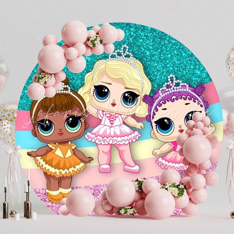 Colorful Lol Round Backdrop For Trendy Kids Party Celebration Fun