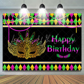 Lofaris Colorful Mask Masquerade Theme Happy Birthday Backdrop