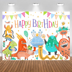 Lofaris Colorful Monsters Party Happy Birthday Backdrop