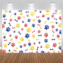 Lofaris Colorful Paws And Bones White Backdrop For Party