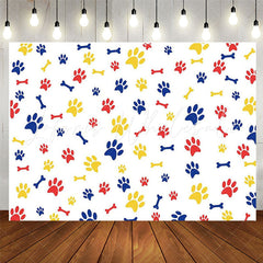 Lofaris Colorful Paws And Bones White Backdrop For Party