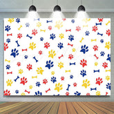 Lofaris Colorful Paws And Bones White Backdrop For Party