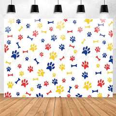 Lofaris Colorful Paws And Bones White Backdrop For Party